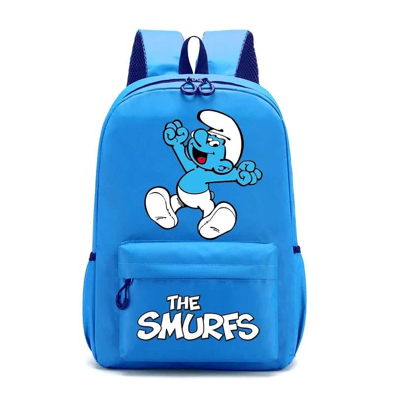 Anime Smurfs Kid Boy Child Student School Bag Movie Cartoon Backpack Women Teenager Laptop Office Rucksack Storage Knapsack Gift