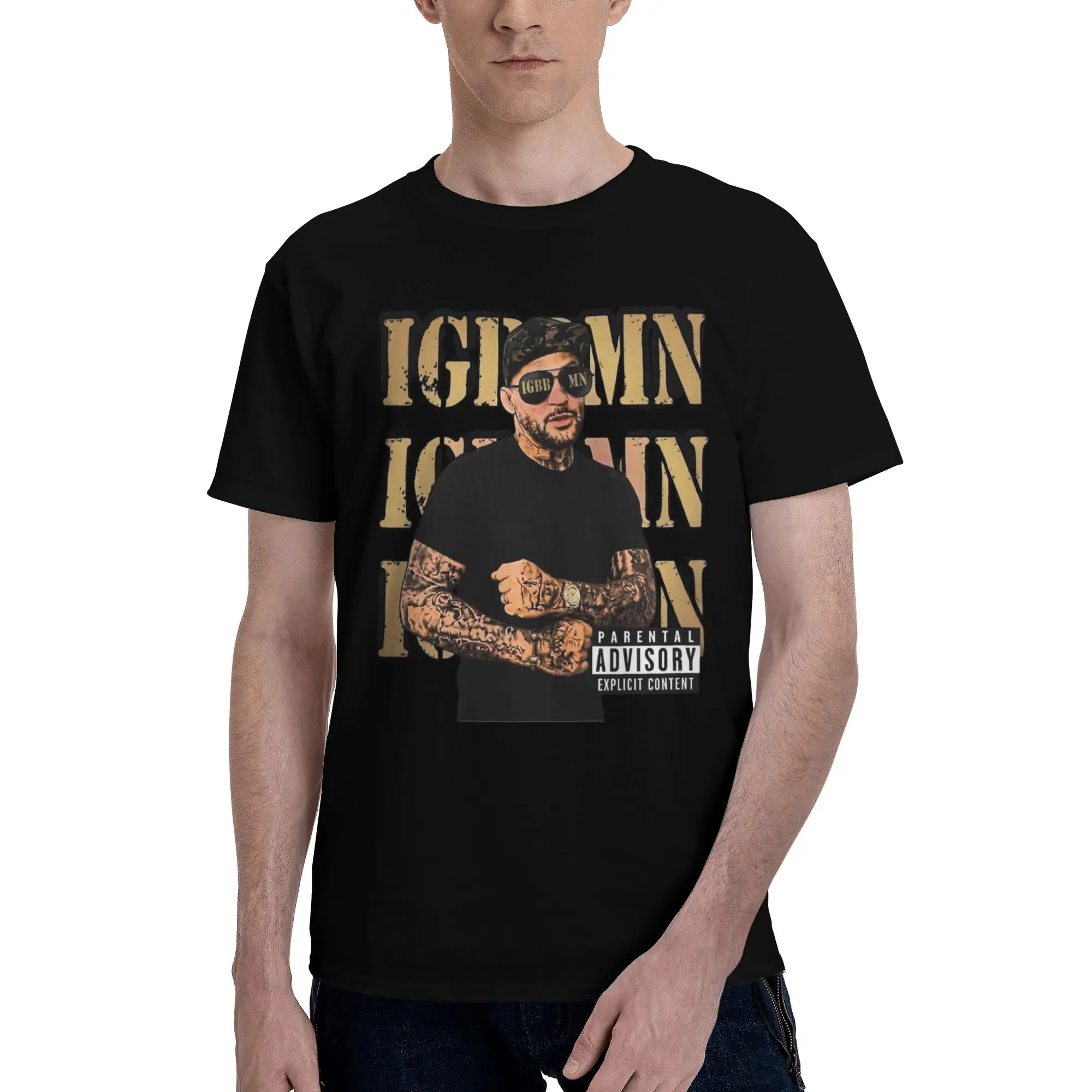 Vintage Dustins Poirier IGBBMN T-Shirts for Men Round Collar Cotton T Shirts  Short Sleeve Tee Shirt Plus Size Tops