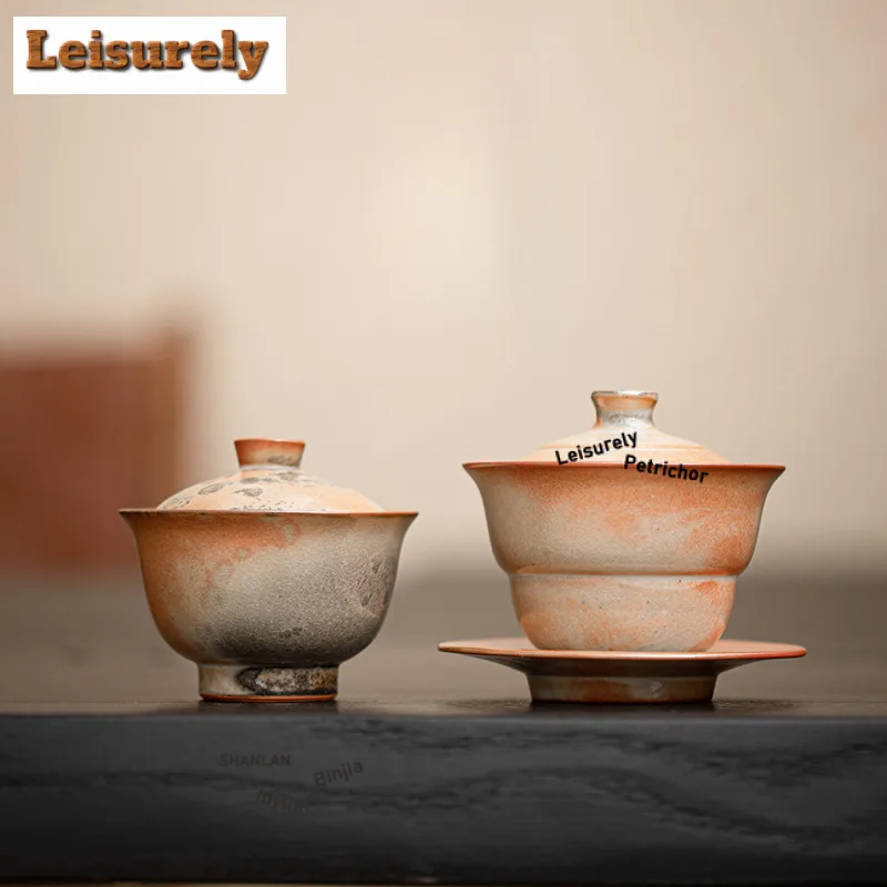 

Zhiye Roasting Fulu Gaiwan Винтажная чайная варенька Бытовая чайная чаша с крышкой Набор чайник Крышка Чаша Китайский чайный сервиз Коллекция