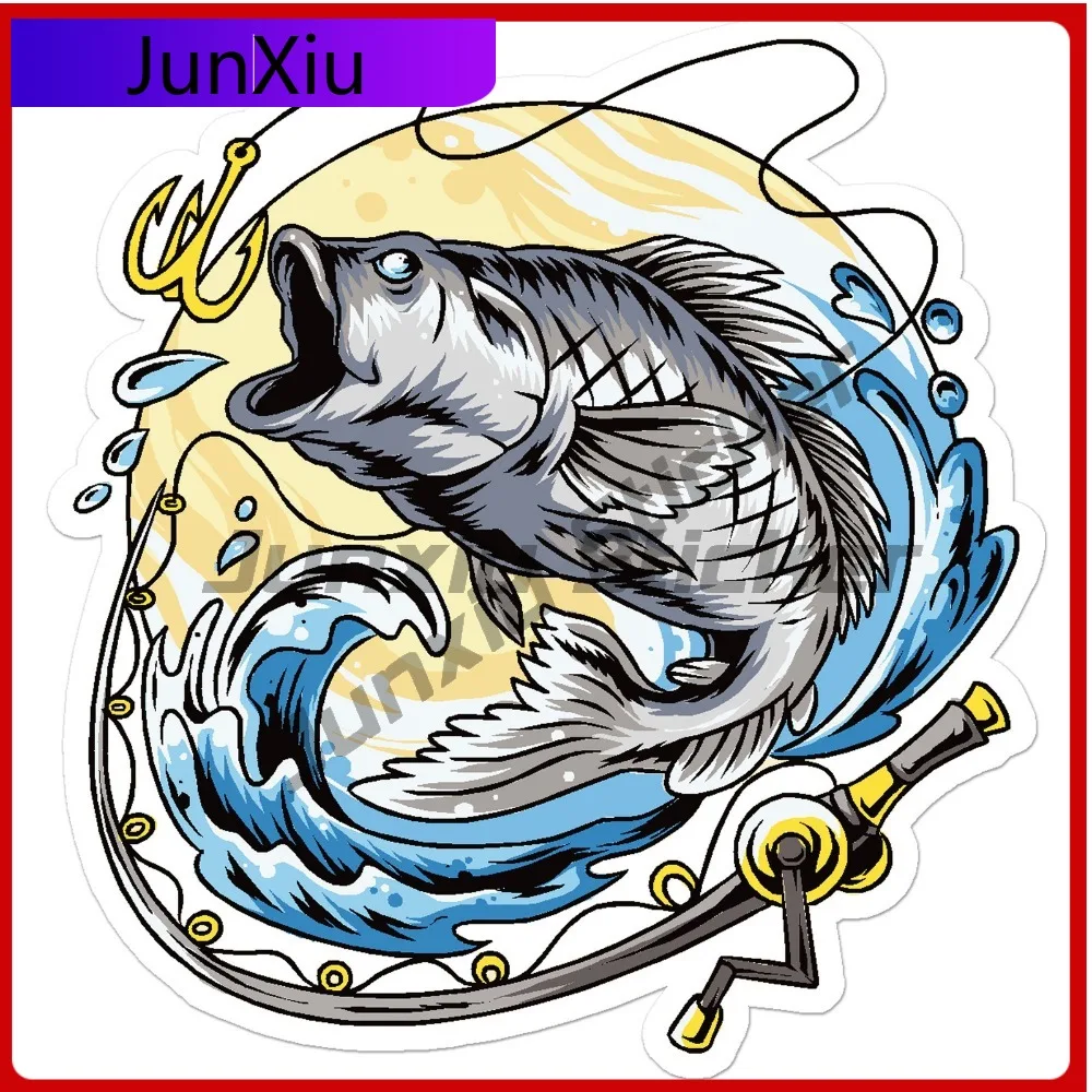 

Fishing Bass Walleye Anime Premium Fade Resistant Modern Bumper Decal Accessory Waterproof Vinyl Car Laptop Window Auto Exterior
