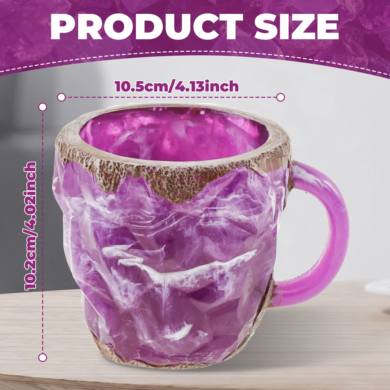 Mineral Crystal Coffee Mugs, Resin Mineral Rock Coffee Mugs Anti-Scald and Heat-Resistant Crystal Mugs Geode Coffee Mug