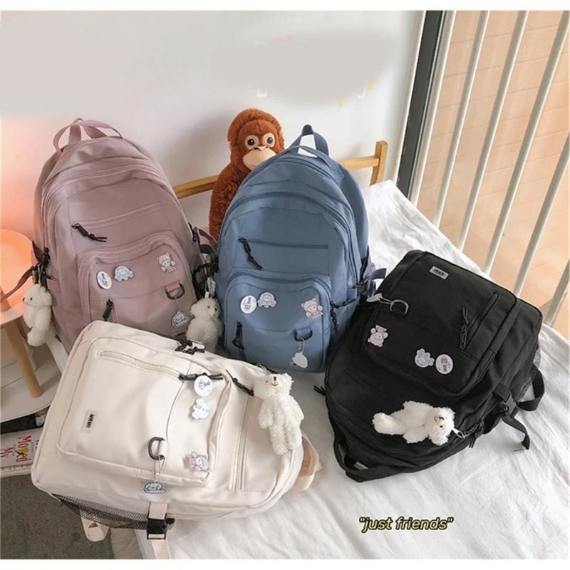 

F19F Girl College Backpack Trendy School Bag Large Capacity Travel Daypack