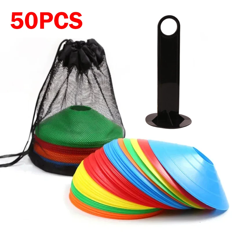 10/50Pcs Cone Set Football Training Equipment Soccer Disc Cones Agility Exercise Obstacles Avoiding Sport Training Accessories