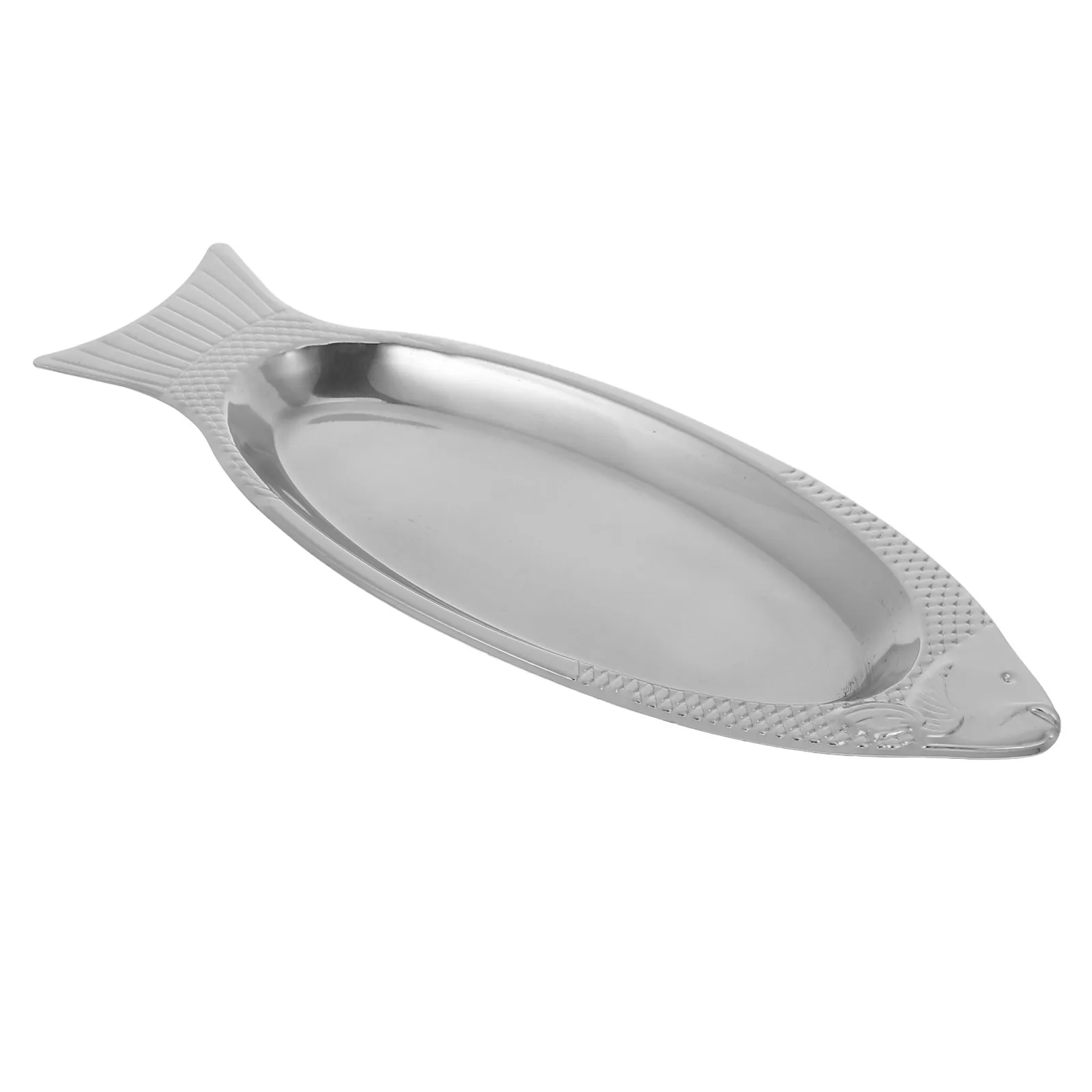 1Pcs Fish Shaped Stainless Steel Food Plate Steamed Fish Tray High Temperature Resistant Polished Surface Elegant Serving Dish
