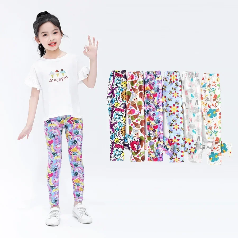 Girls Flower Leggings Kids Pencil Pant Teenagers Slim Trousers 2024 Spring Autumn 12 14 Years Children\'s Clothing