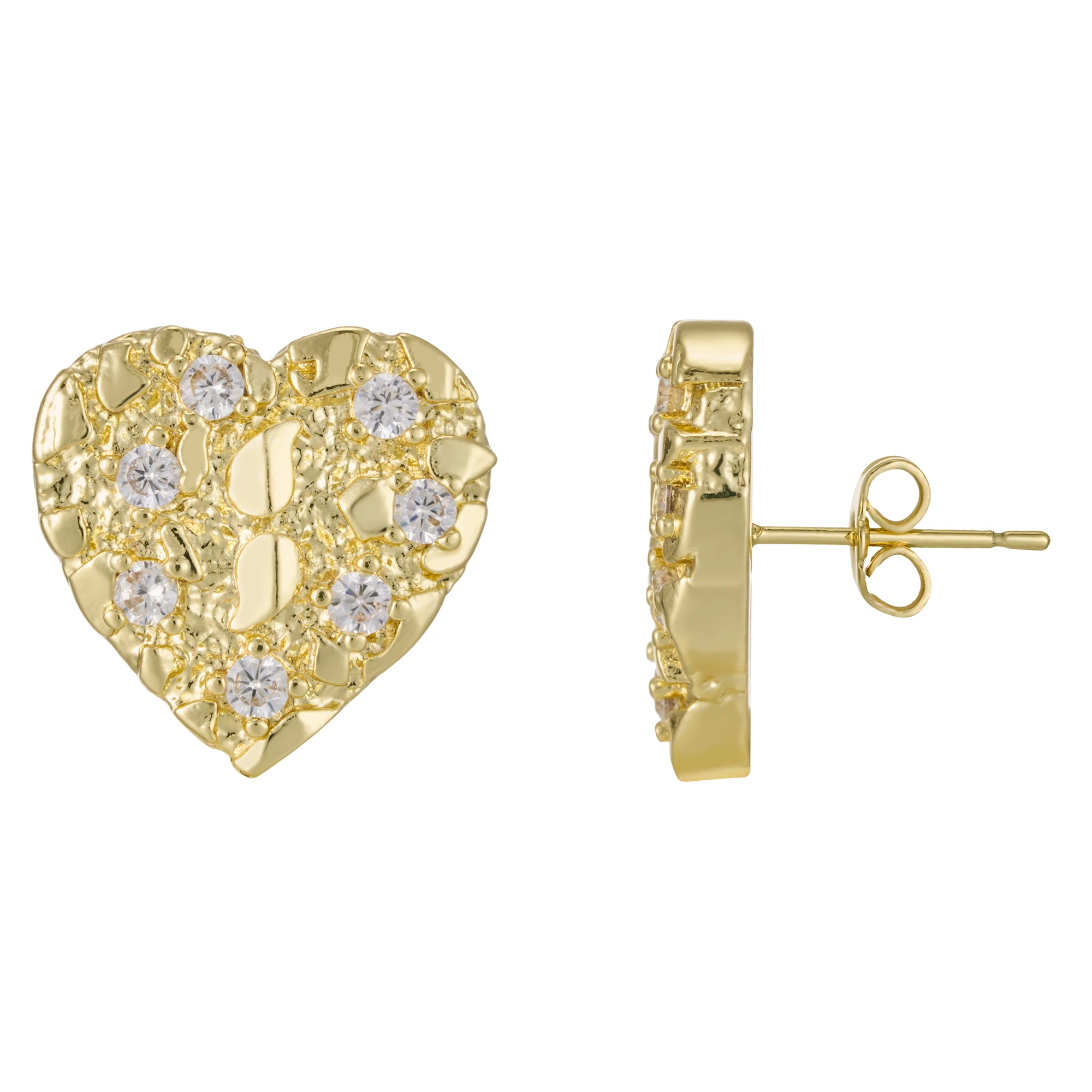 14K مطلية بالذهب الهيب هوب الكتلة وأقراط 8 مللي متر-12 مللي متر AAA تشيكوسلوفاكيا زركون شكل قلب مجوهرات الأزياء للرجال والنساء روك