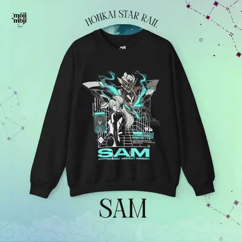 SAM Honkai Star: Rail Sweatshirt HSR Firefly Gamer Pullover Strategic Mecha Fan Merch Gifts for Gamers Glamoth Mecha Star Rail