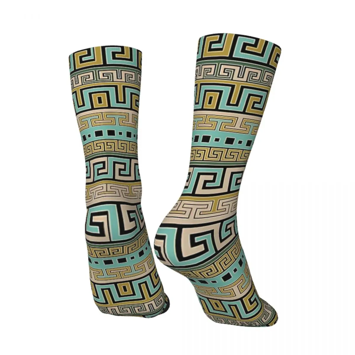 Hip Hop Retro Meander Pattern Greek Key Ornament Crazy Men's Socks Unisex Harajuku Seamless Printed Funny Crew Sock Boys Gift