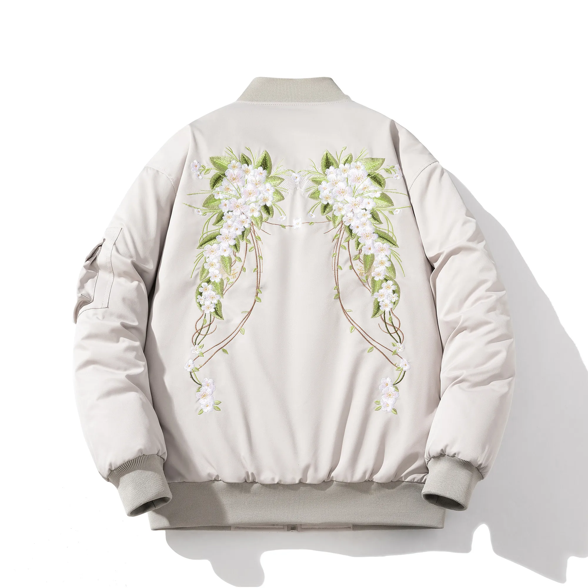 Fashion Retro Style Floral Embroidered Pilot Jacket Men's Couple Trendy Quilted Baseball Uniform Thicken Cotton Clothes Coat