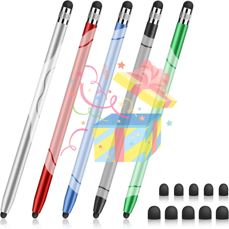 

High Quality Universal Pencil Double Silicon Head Touch Capacitive Screen Stylus Caneta Capacitive Pen For Tablet Smartphone