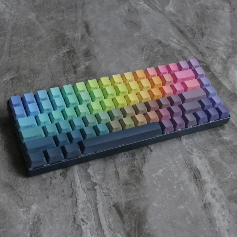 

Aurora side lettering transparent keycap PBT thermal sublimation mechanical keyboard with transparent keys gradual change OEM he