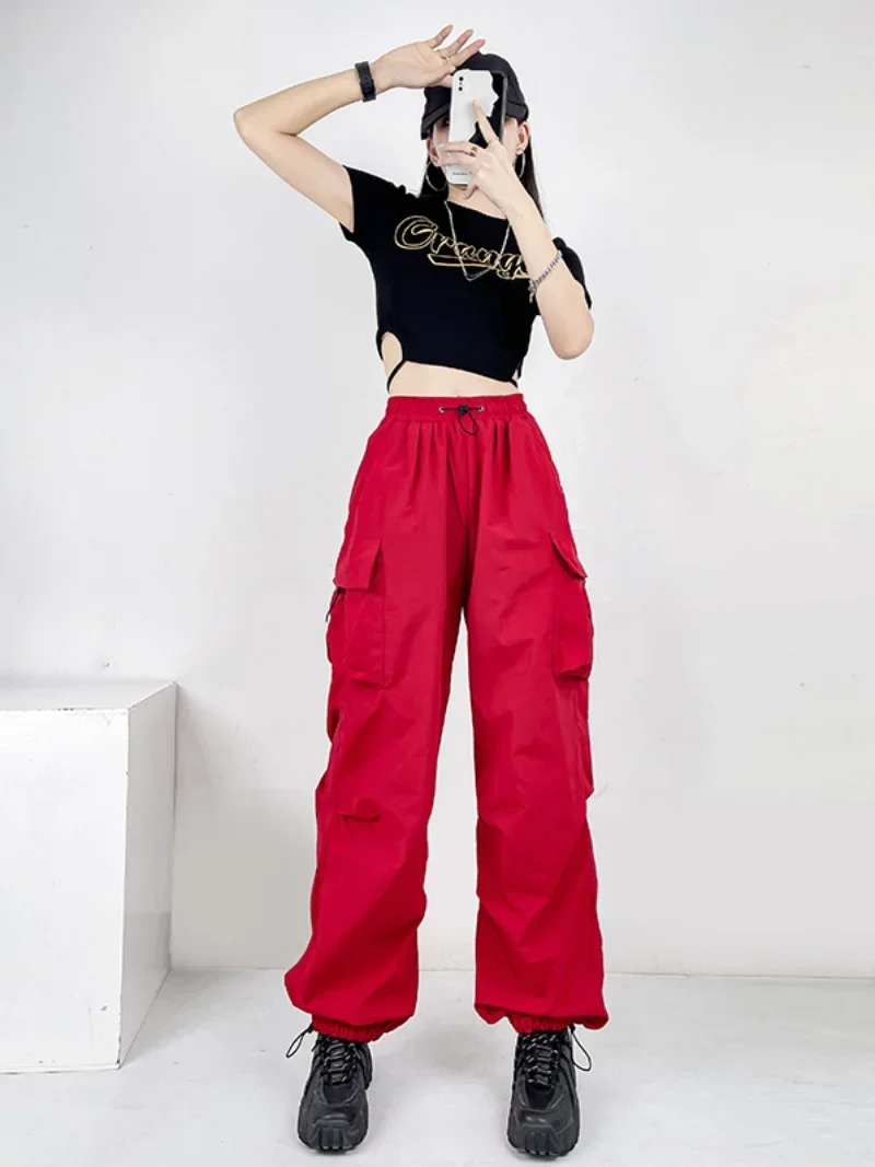 Competition Jazz Dance Costume Women Navel Strappy Street Dance Costume Hip Hop Sports Casual Pants Stage Performance Clothes