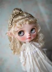 Blythes doll wig suitable for 1/6 9-10in size fashionable new mohair styling wool wig retro palace style women's brown powder