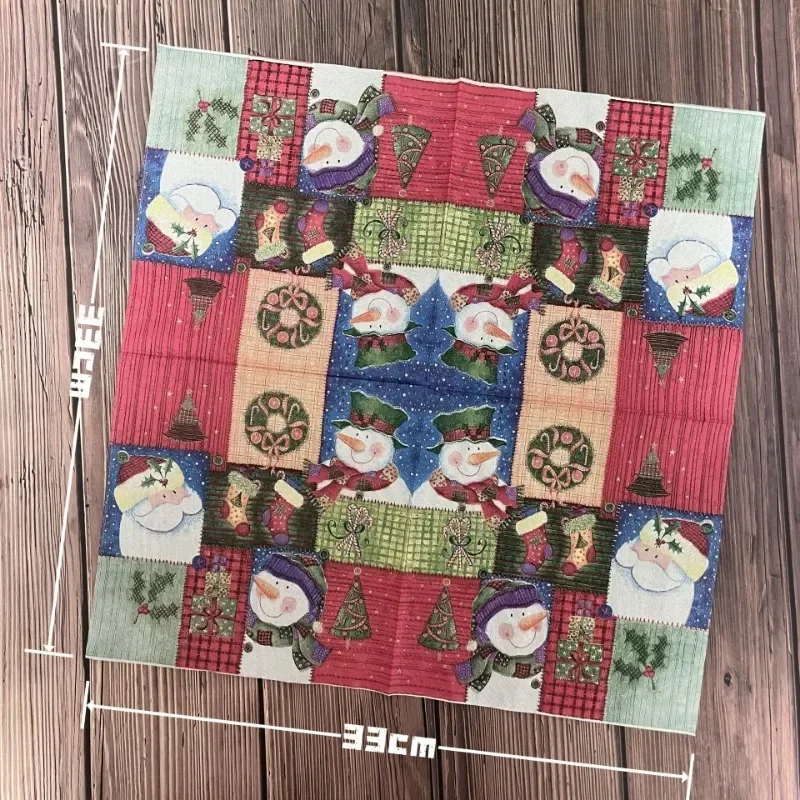 10/20pcs 33cm 2-Ply Christmas Party Decoration Paper Christmas Stocking Snowman Pattern Colourful Printed Paper Placemats