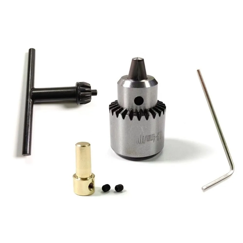 

4Pcs/Set High Precision Drill Chuck Connecting Rod Shaft Sleeve Micro Drill Chuck Key Controlled Clamping Range 0.3-4mm