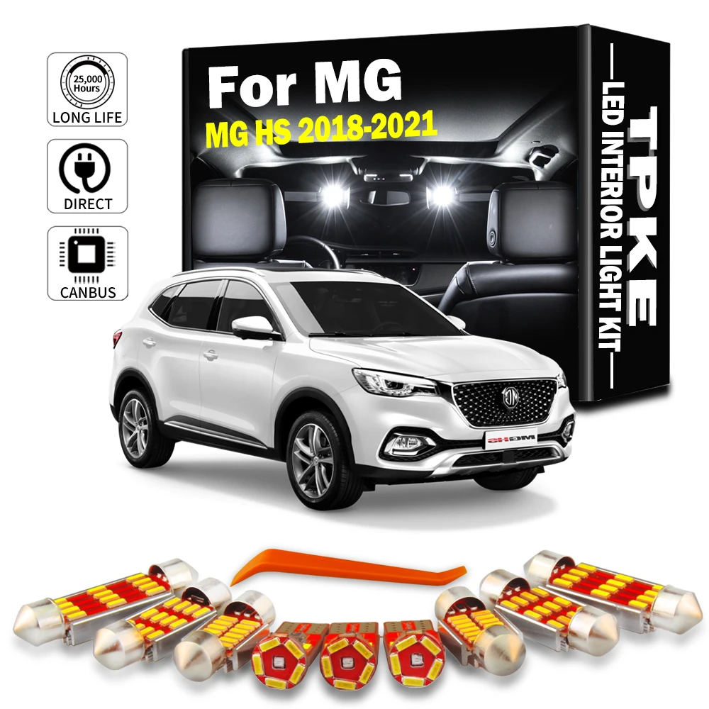 TPKE 9Pcs Vehicle LED Interior Map Dome Number Plate Light Kit Car Bulbs For MG HS 2018 2019 2020 2021 Signal Lamp No Error