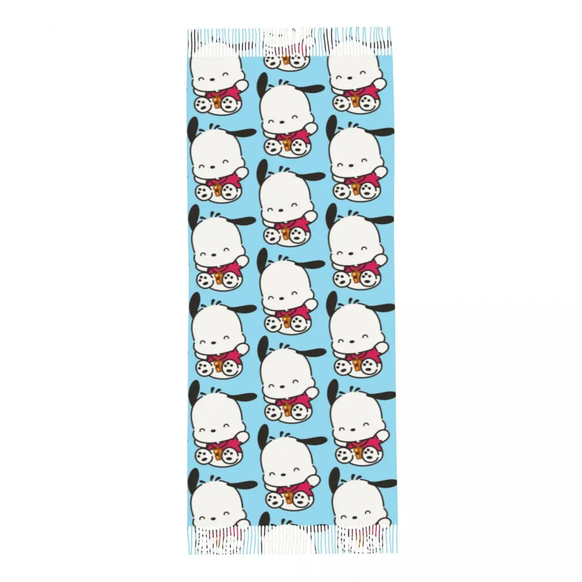 Изготовленный на заказ шарф с героями мультфильмов Pochacco для женщин, длинные зимне-осенние теплые шаль с кисточками, шарфы унисекс