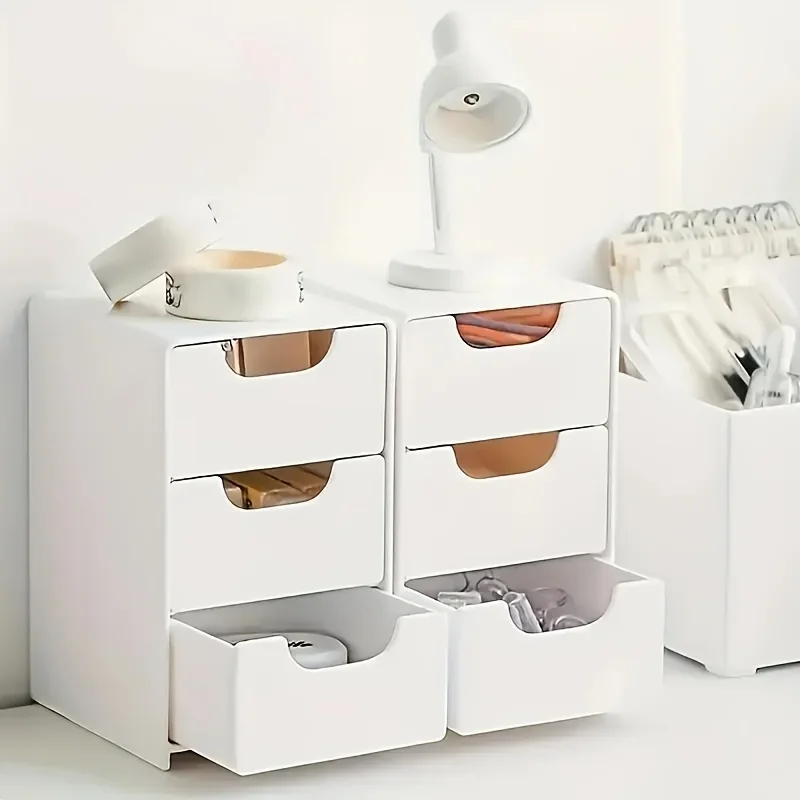 Home Storage Tragbare Trennbox, schicker 3-stöckiger Schreibtisch-Organizer mit Schubladen – ideal für die Aufbewahrung von Bürobedarf, Schmuck und Kosmetika