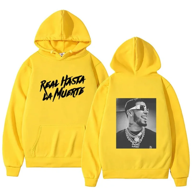 Spring and Autumn Rapper Hoodie Anuel AA Real Hasta La Muerte Printed Sweatshirt Streetwear Loose Pullover Casual Hoodie2