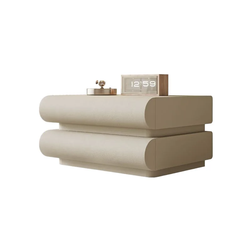 

Italian minimalist bedside table three pumping leather Internet celebrity cream style bedroom large size solid wood personalize
