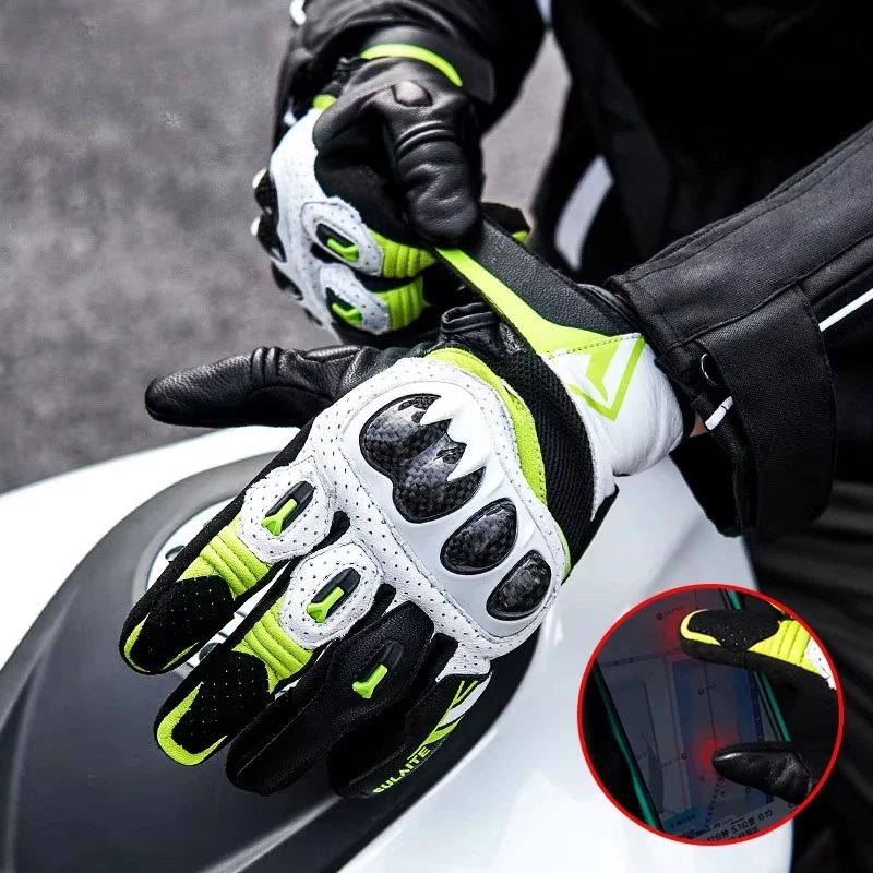 SULAITE Motorcycle Gloves Upgraded G7 3K Carbon Fiber Anti Fall Full Or Half Finger Touchscreen TPU Hard Shell Shockproof Sponge