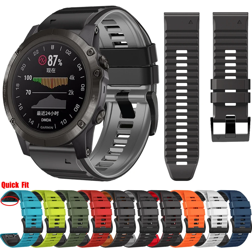 26 22มม.Fit กีฬาซิลิโคนสำหรับ Garmin D2 Delta PX Bravo Charlie/Fenix 6 6X 7X 5X Enduro2 Epix Instinct สร้อยข้อมือ