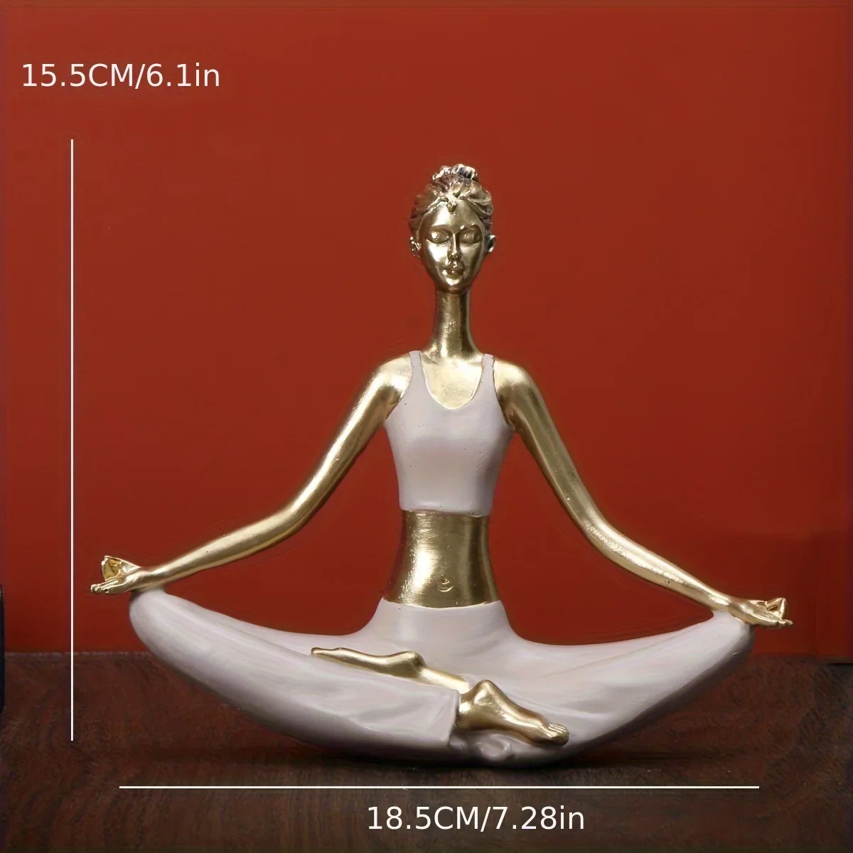 Elegant Resin Yoga Art Figures Abstract Meditation Decor Zen Home Decor Versatile White & Golden Accents