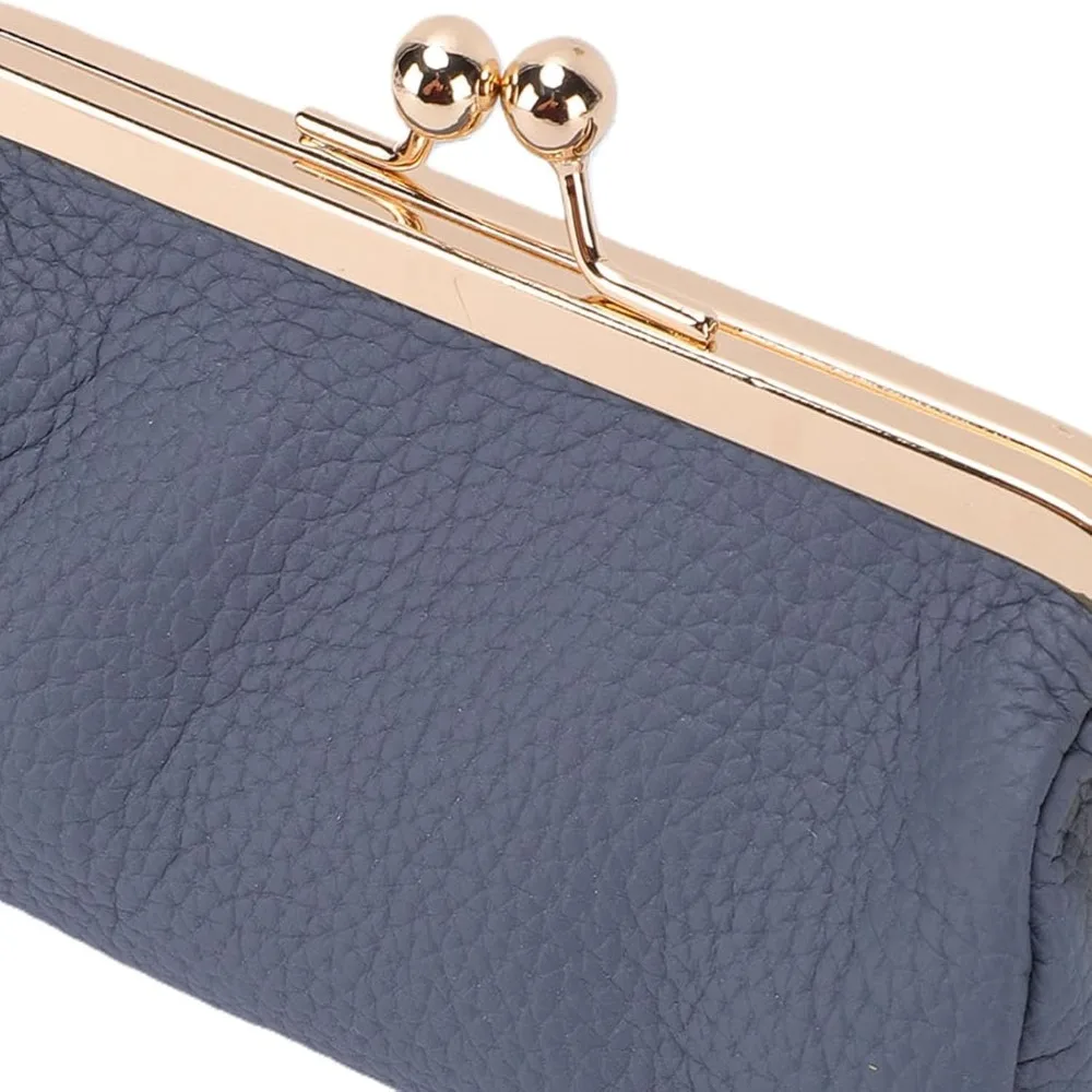 Portable Top Grain Leather Wallet Compact With Key Ring Makeup Organizer Cosmetic Pouch Women