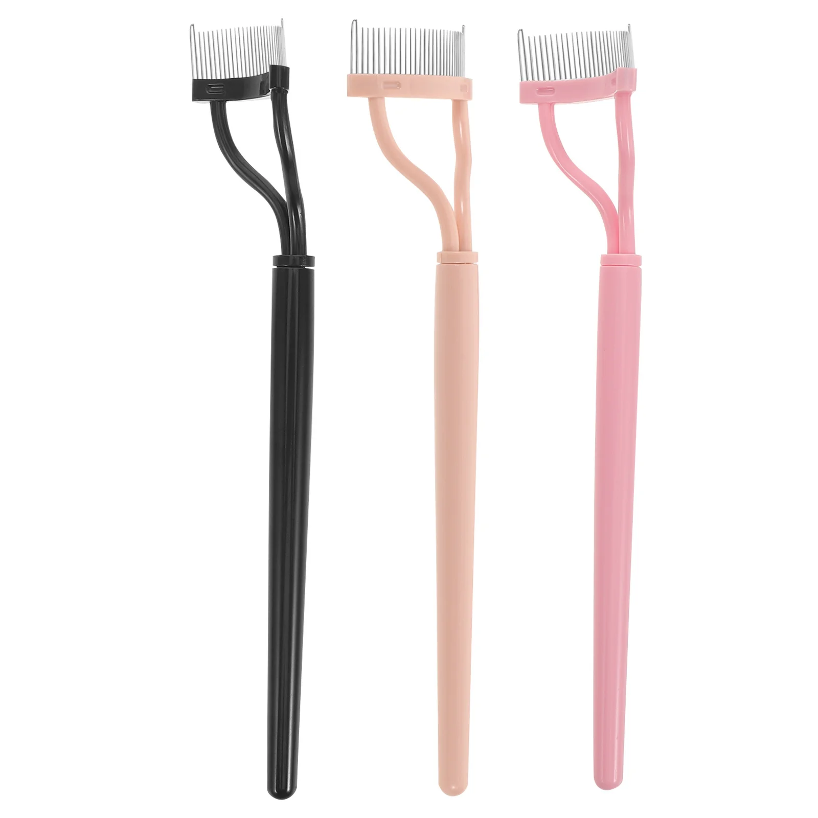 หวีแยกขนตา 3 ชิ้น ทำจากสแตนเลส ซี่ถี่ แปรงโลหะสำหรับมาสคาร่า ช่วยขจัดก้อนขนตา และอุปกรณ์ตกแต่งคิ้ว