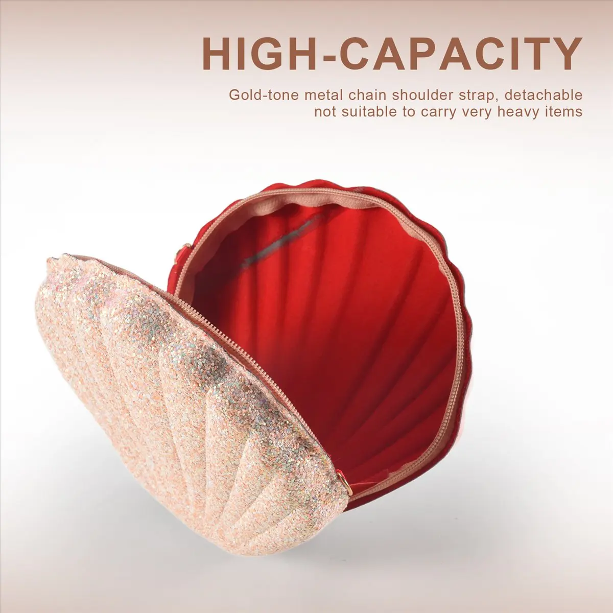 ABQR femmes filles petite sirène coquillage sac à main-sacs à bandoulière paillettes paillettes chaîne sac à main de soirée, rose