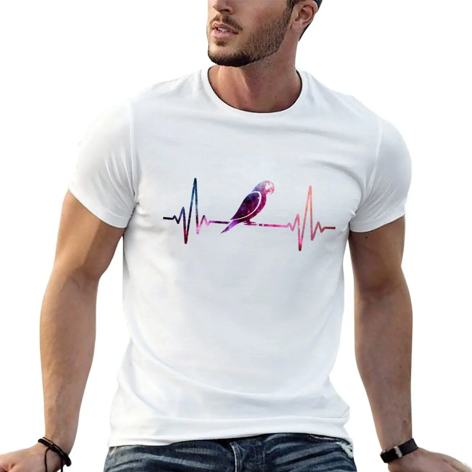 

parrot Heartbeat galaxy T-Shirt graphic t shirts for man t shirts cotton 100% men t shirt cotton 100% T-shirt