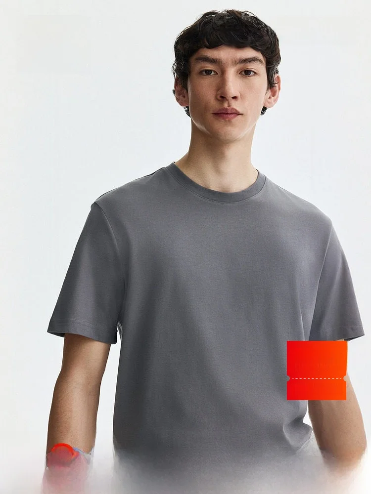 

H&M Men's Standard Fit T-shirt COOLMAX® Summer 2026 Sweat Absorbent Short Sleeve Casual Style Pure Color Polyester Cotton Blend