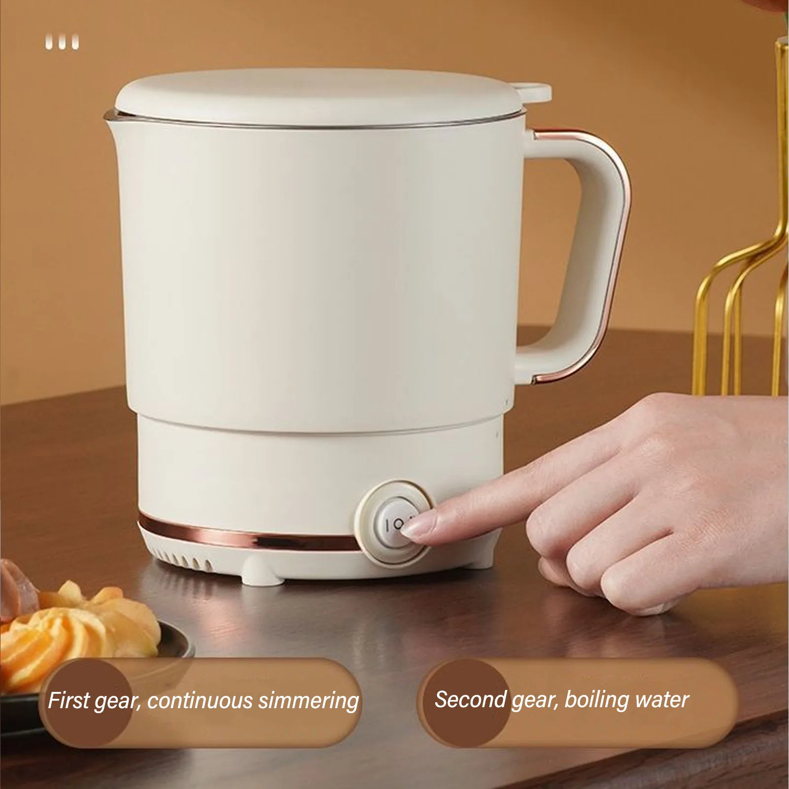 Portable Electric Kettle Easy To Clean Detachable Base Fast and  500W 0.8L Stainless Steel Small Water Boiler for Travel