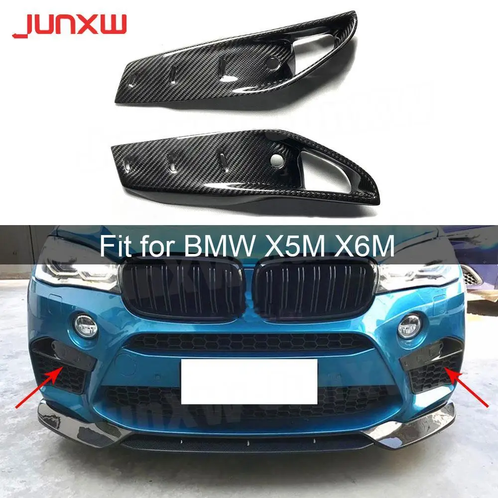 

Dry Carbon Fiber Front Foglamp Air Vent Trim Eyelids Grill Covers For BMW X5M F85 X6M F86 2015 -2019 Car Styling