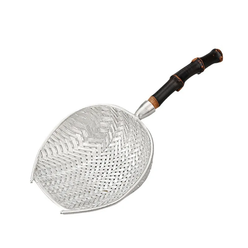 

Pure tin purple bamboo handle tea leak, kung fu tea set