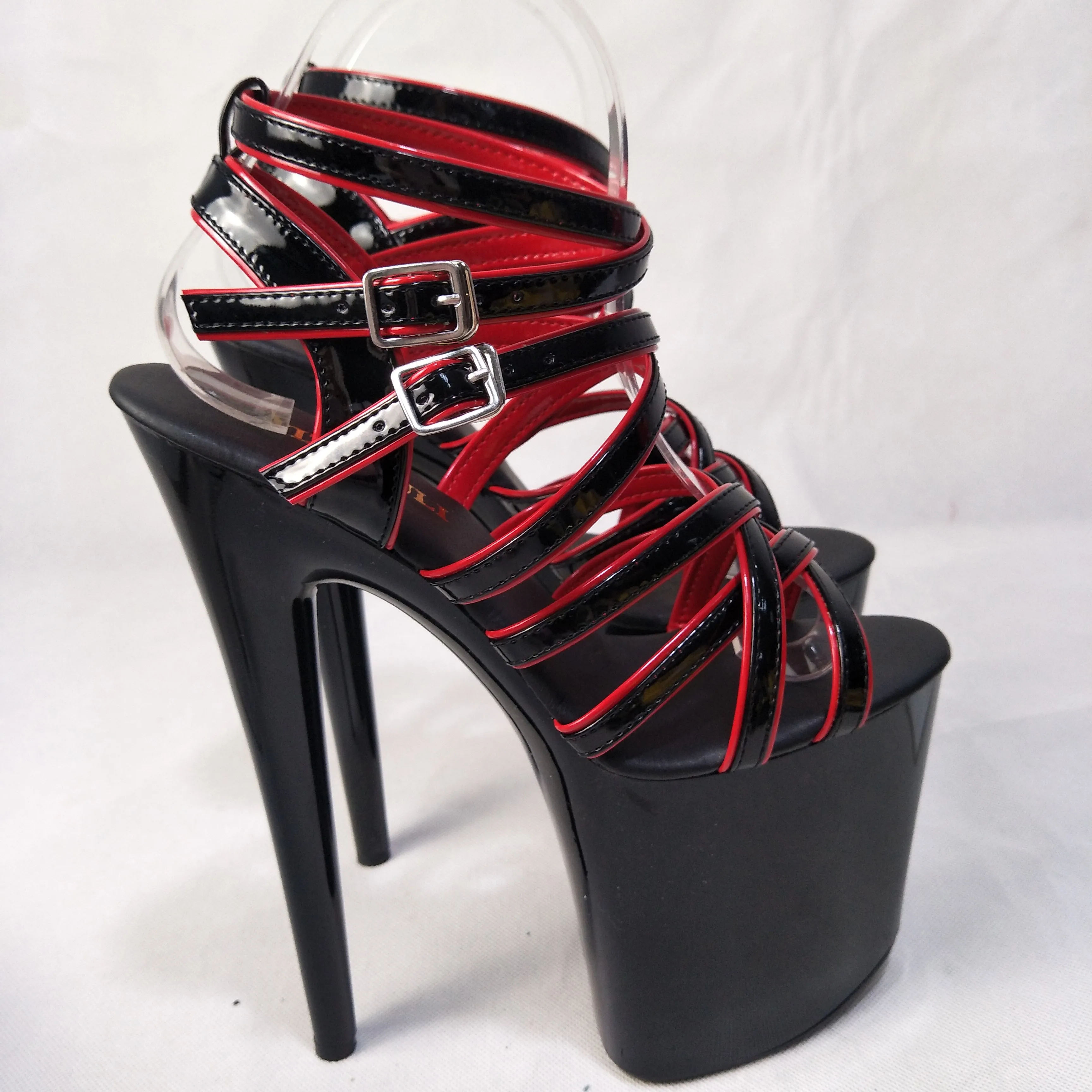 Classics Black Sexy Open Toe Sandals Super-elevation 20cm High-Heeled Sandals Lady's 8 Inch Sexy Gladiator Shoes 20cm
