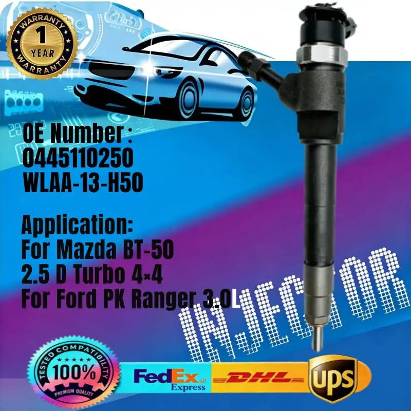 

Fuel Injector 0445110250 WLAA13H50 Common Rail Injector WLAA1-3H50 for Mazda BT-50 Ford Ranger 2.5L TDCi Diesel Engine