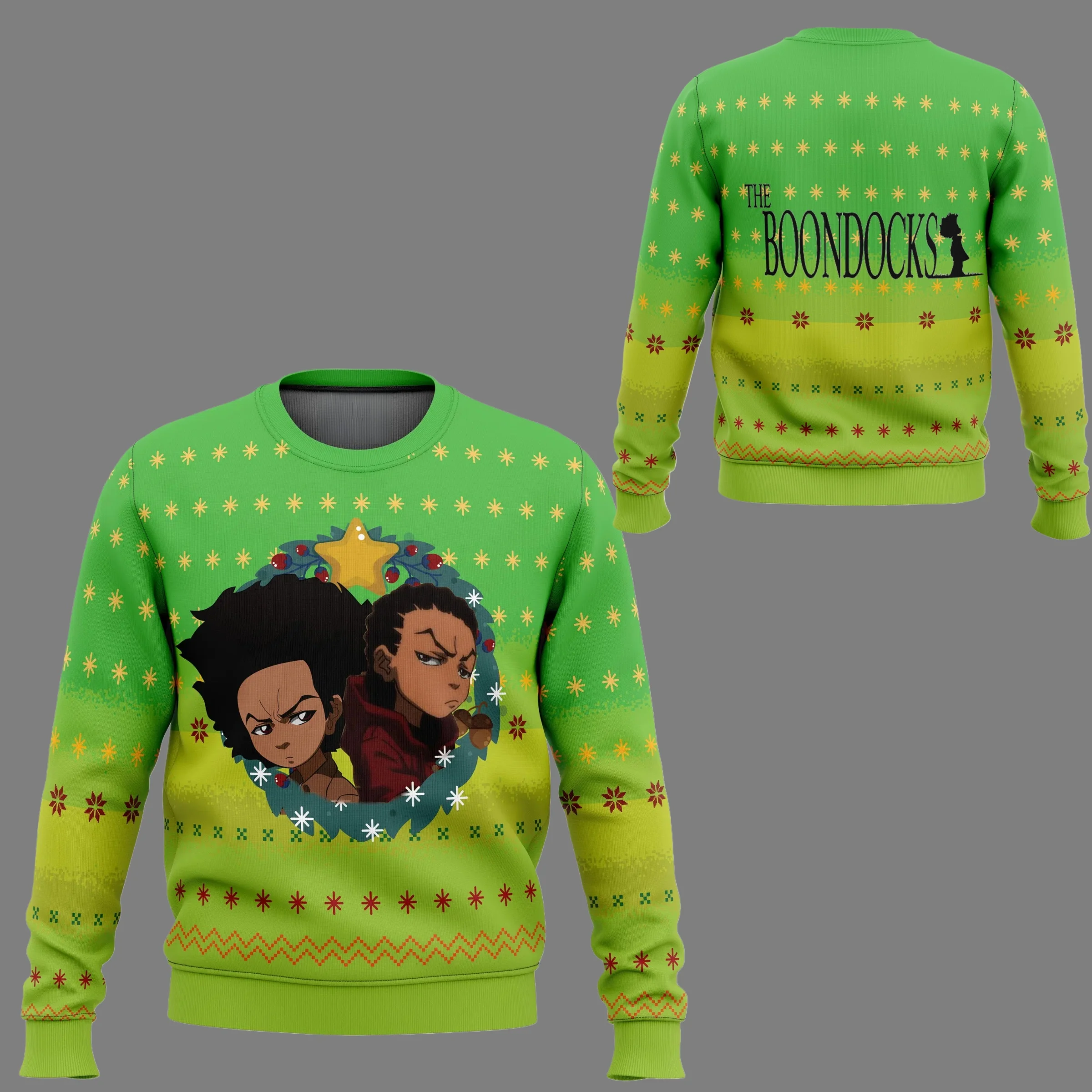 2025/26 Boondocks الخريف/الشتاء ثلاثية الأبعاد طباعة القبيح عيد الميلاد الرجال والنساء البلوز زوجين في الهواء الطلق حفلة ملابس رياضية كاجوال #1