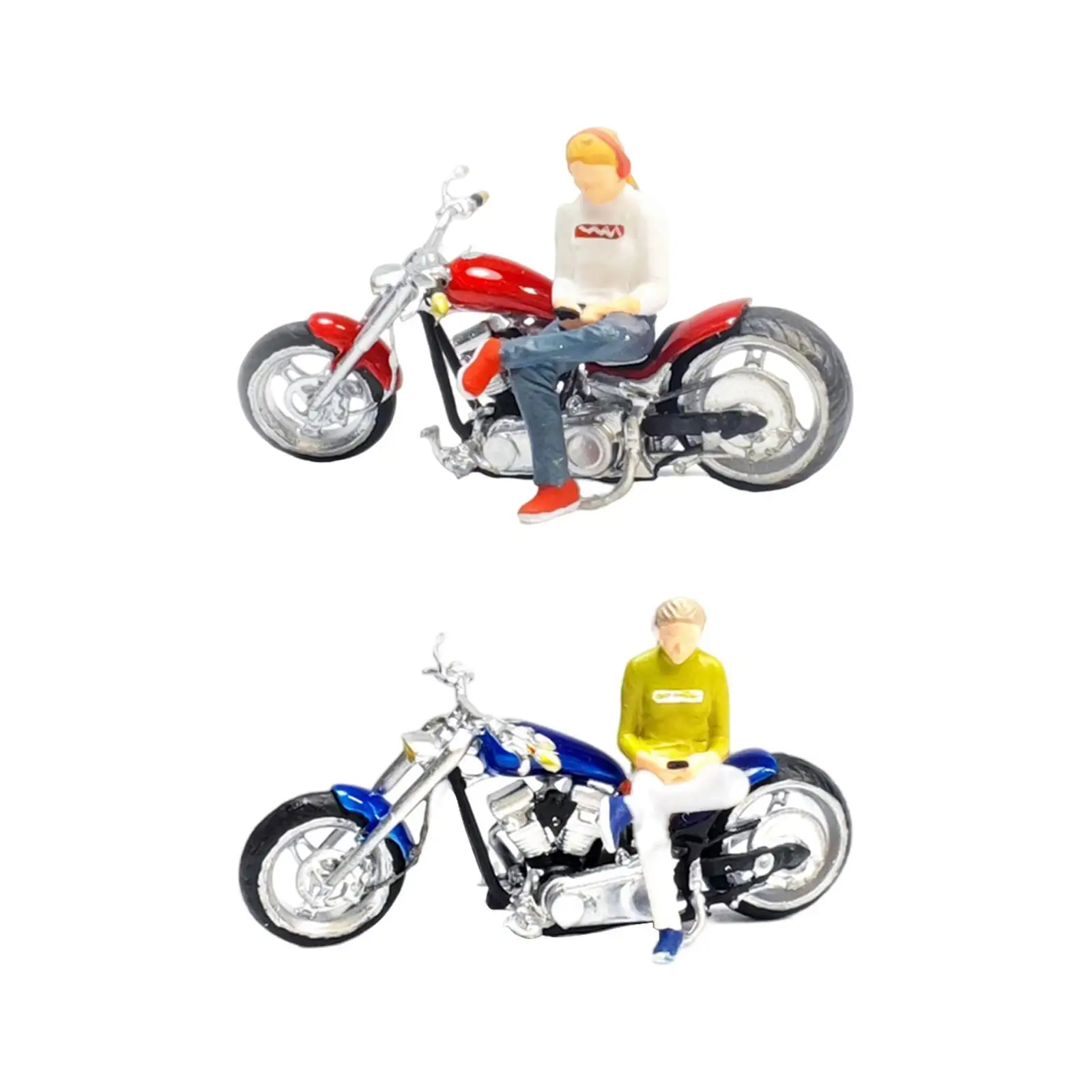 1:64 Scale Girl Motorcycle Model Model Figure Collection Fairy Garden Hand Drawing Tiny People Model Miniature Diorama Figure