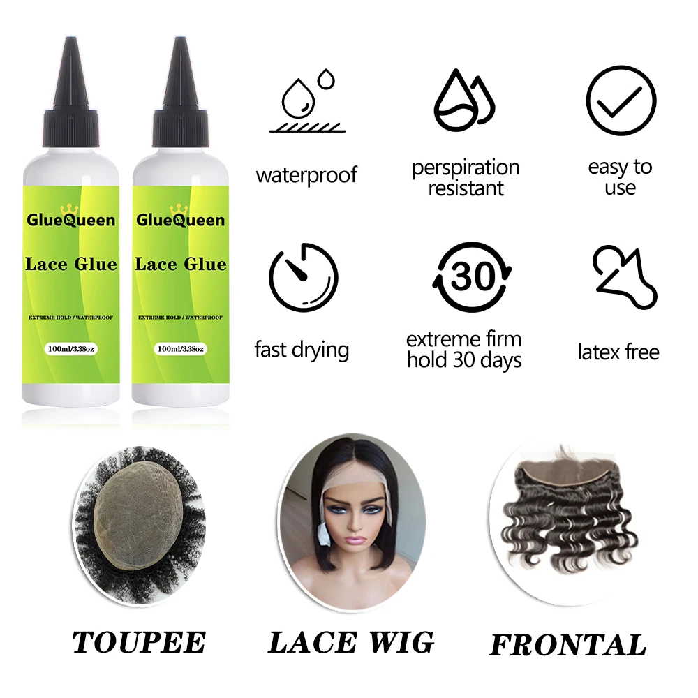 Impermeável Lace Front Wig Glue, cabelo extra forte, adesivos removedor para perucas, 100ml