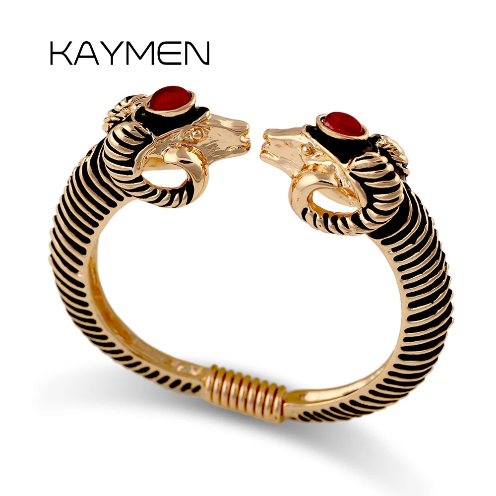 Unique Luxury Sheep Bangle Coil Spring Cuff Bracelets Gold Plated Enameled Colorful Animal Bangle Chunky Jewelry for Women