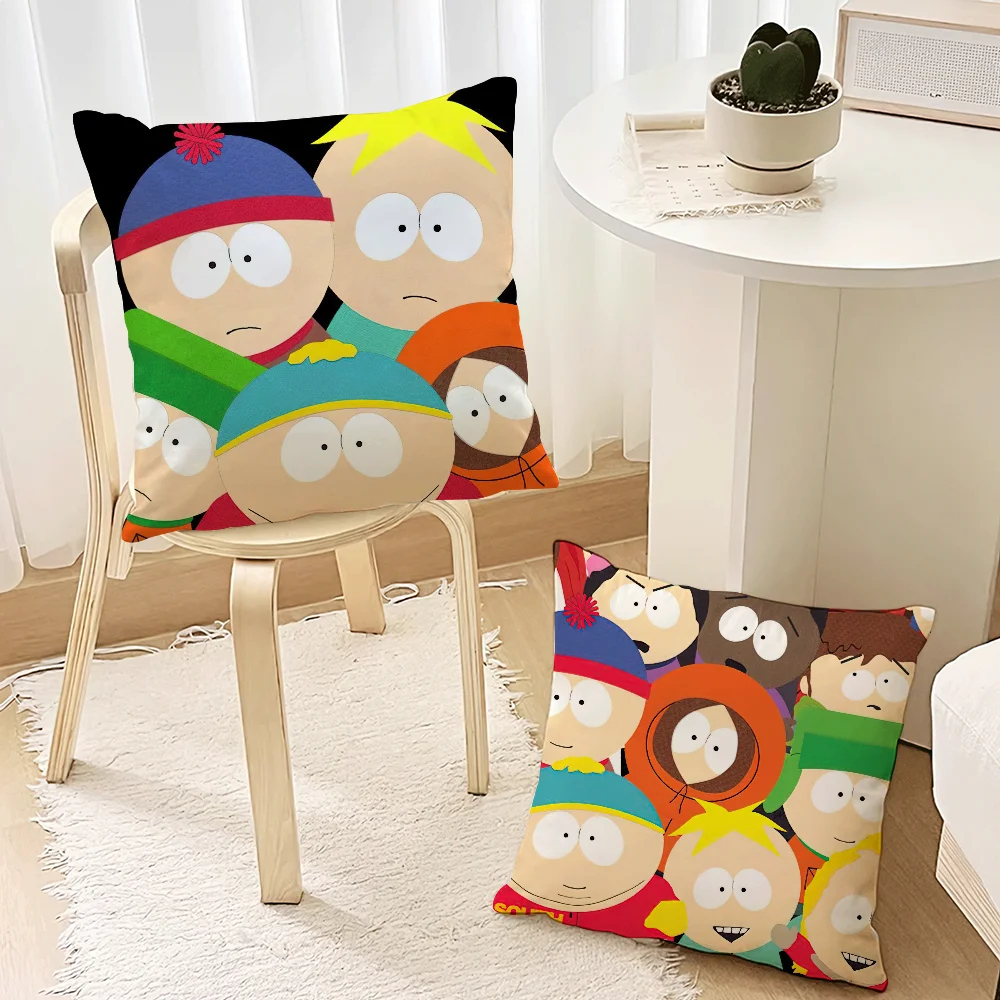 Cartoon S-South P-Park Pillow Case Living Room Accent Couch Back Support Square Lounge Restful Nap Companion ﻿