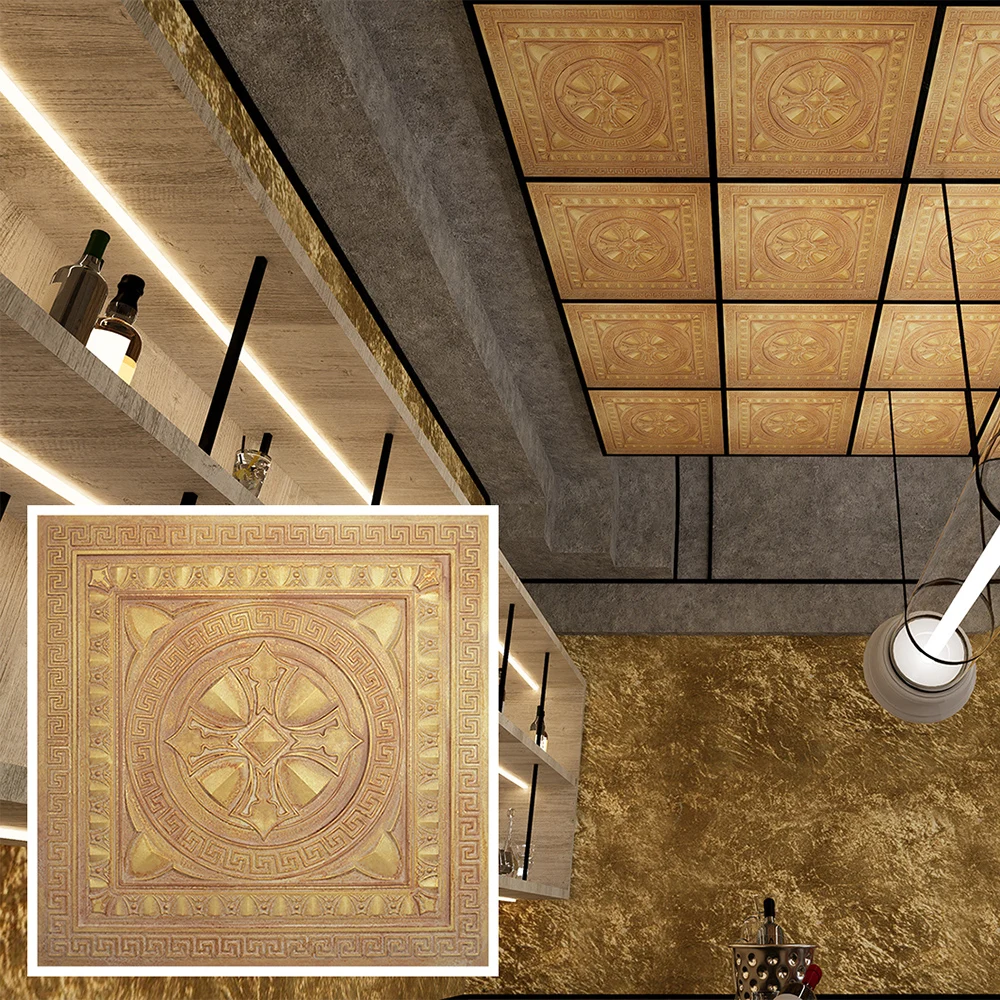 แผ่นฝ้าเพดานสำหรับตกแต่ง, แผ่นผนังลายนูน, แผ่นผนังลายนูน PL01 10 แผ่น/ล็อต