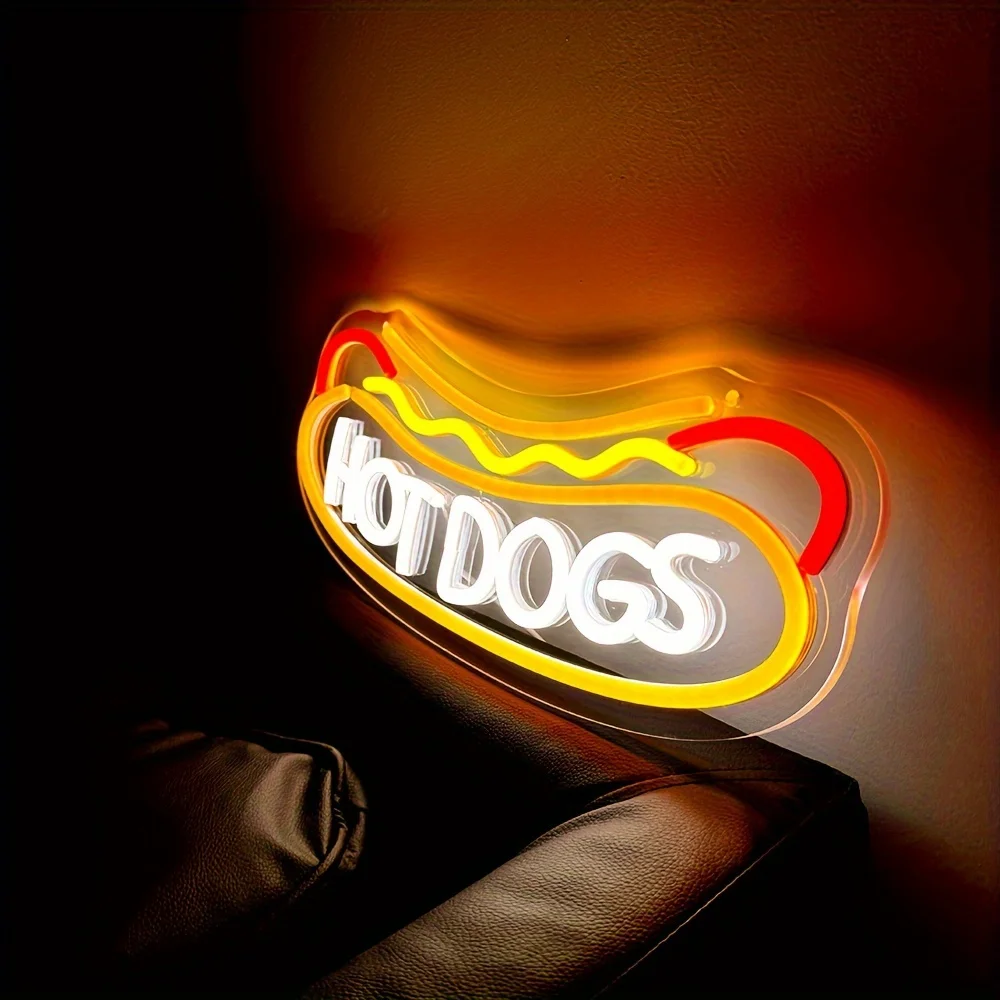 HOT DOGS Neon Signs for Wall Decor Neon Lights for HOT DOGS Shop Led Business Signs Suitable for Fast Food shops