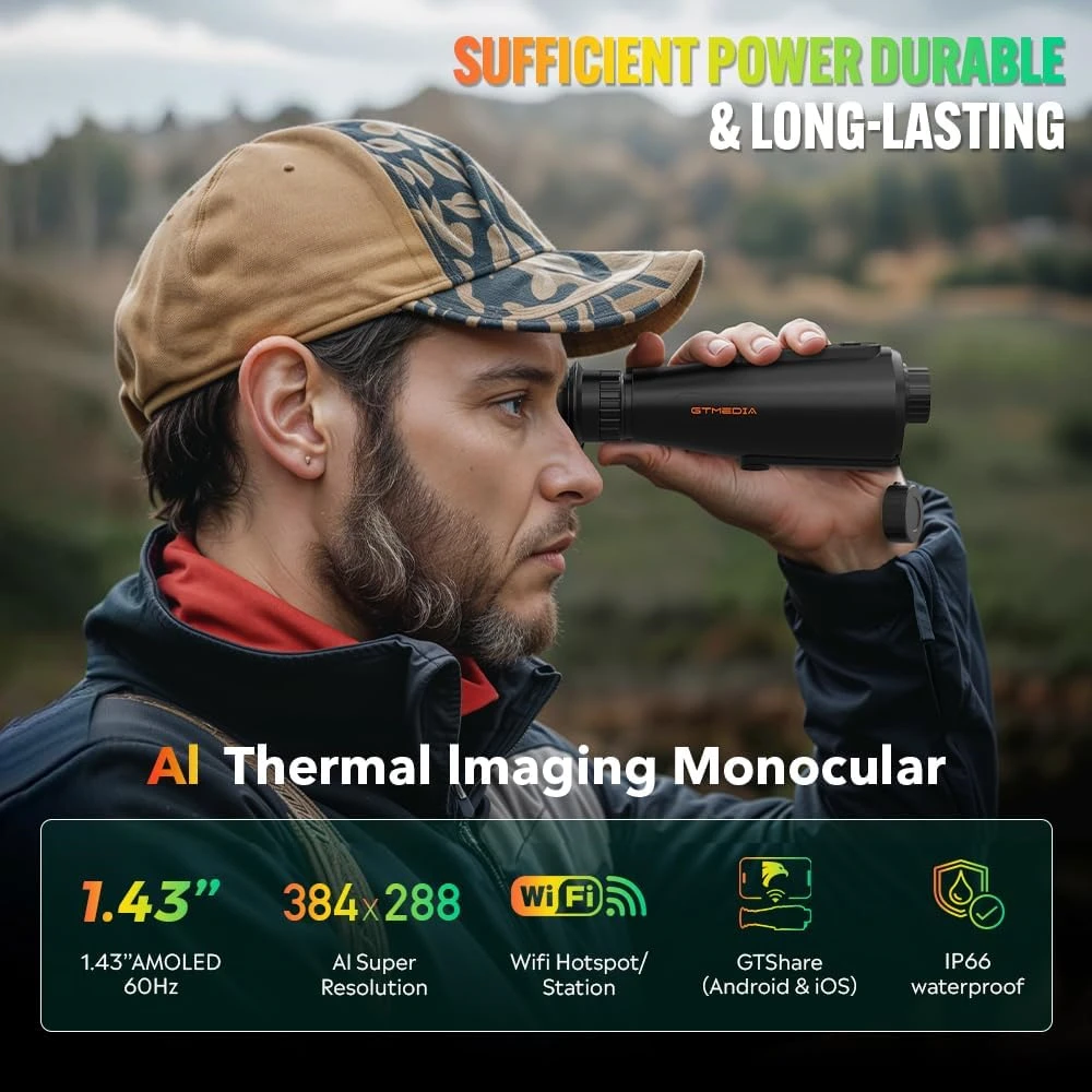 Ai15 Thermal Imaging Monocular Ai Super-Resolution 384*288 Handheld IR Night Vision Goggles Multiple Scenes Night Vision Device