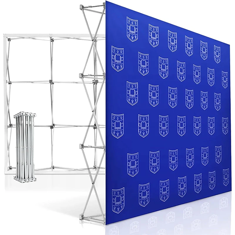 Maßgefertigter Pop-up-Messestand für Ausstellungsstände, Unternehmen, tragbar, 8x10 Fuß, Messehintergrund mit Ständer