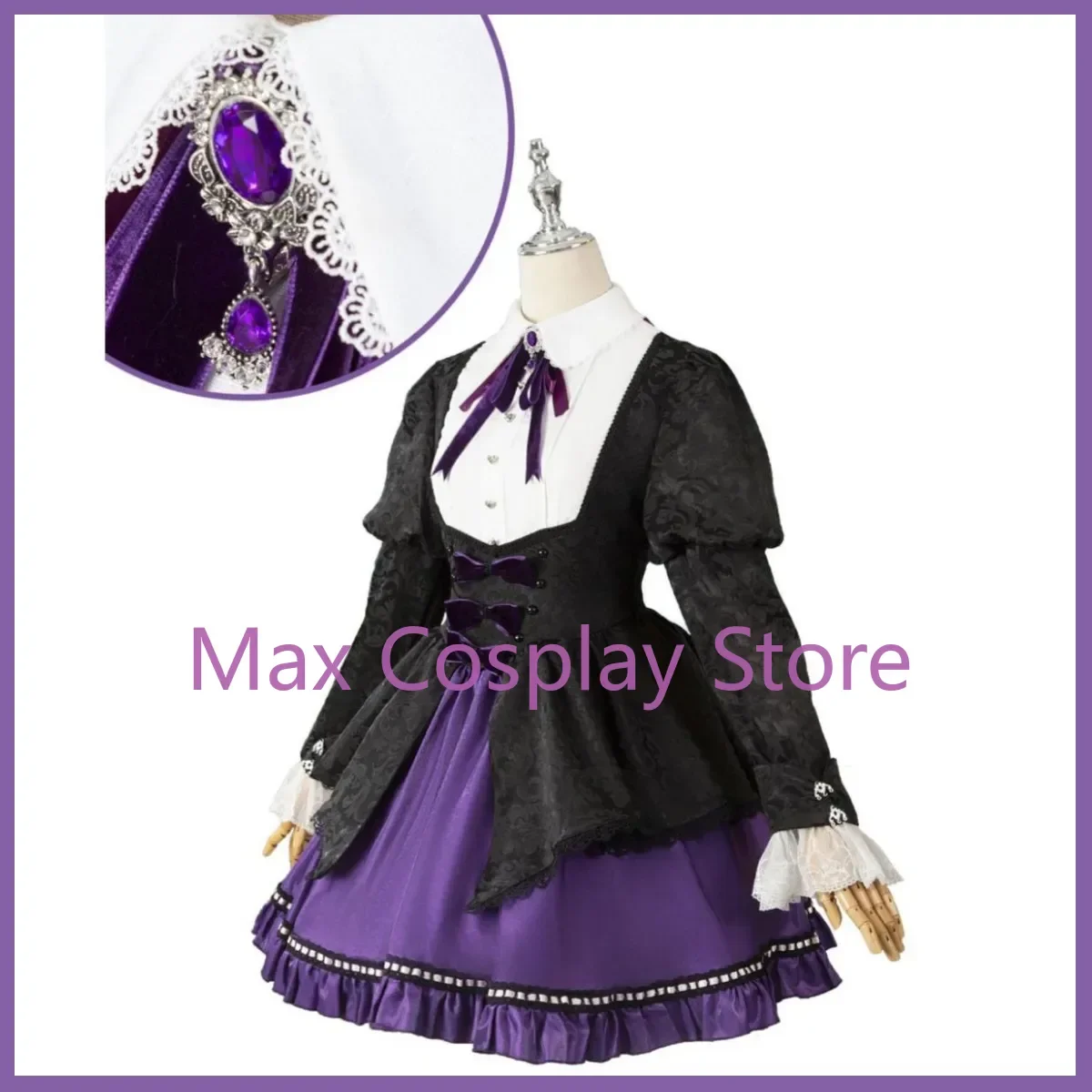 Max Anime Panty & Kous Met Kousenband · Anarchie Cosplay Kostuum Pruik Paarse Avondjurk Lolita Vrouw Mooie Pak