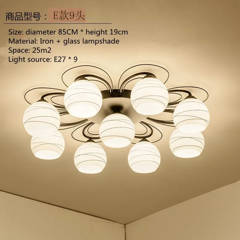 Nordic Modern Simple Living Room Bedroom Ceiling Lamp LED Restaurant Chandelier American Hotel Study  Aisle 