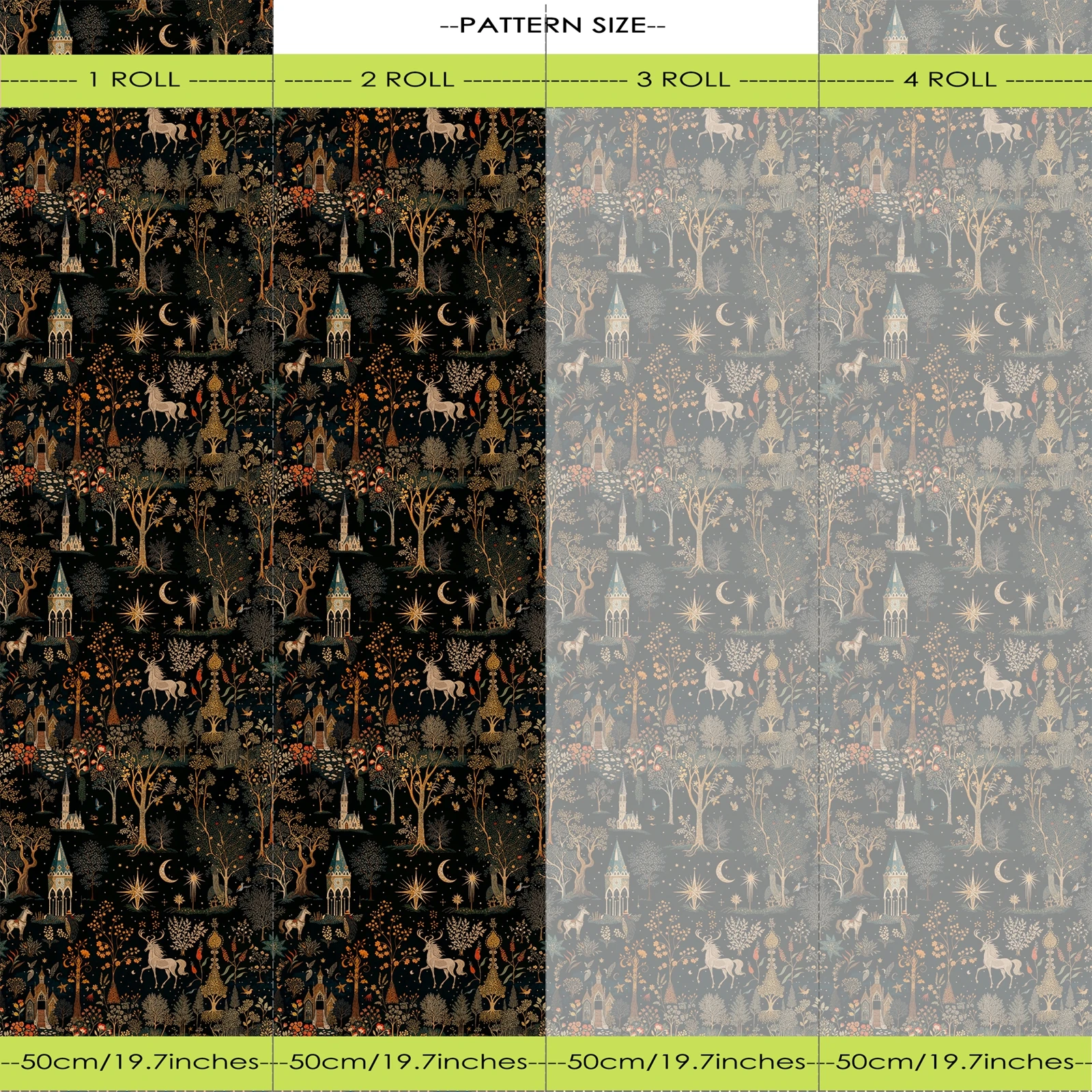 ورق جدران قابل للتقشير واللصق للغابات المسحورة، ورق حائط خيالي داكن للغرفة الفاخرة، ورق جدارية غامض، إكسسوارات منزلية، 50*300 سم #6