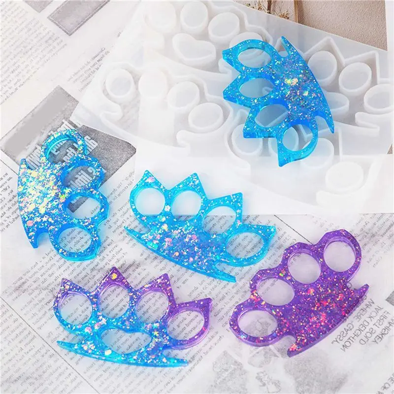 EYFL-Brass Knuckle Silicone Mold Reusable Diy Epoxy Finger Tiger Silicone Ring Sleeve Mirror Silicone Mold(2Pcs)